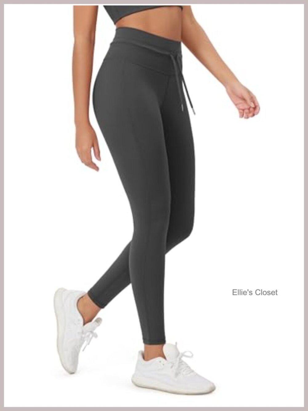 High Waist Drawstring Leggings 28" 4-Way Stretch Workout Yoga Pants
